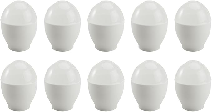 Mikinona 10pcs White Microwave Egg Steaming Cups Egg Holder Mini Cooker for Home Kitchen Steamed Bowls Specialty Cookware