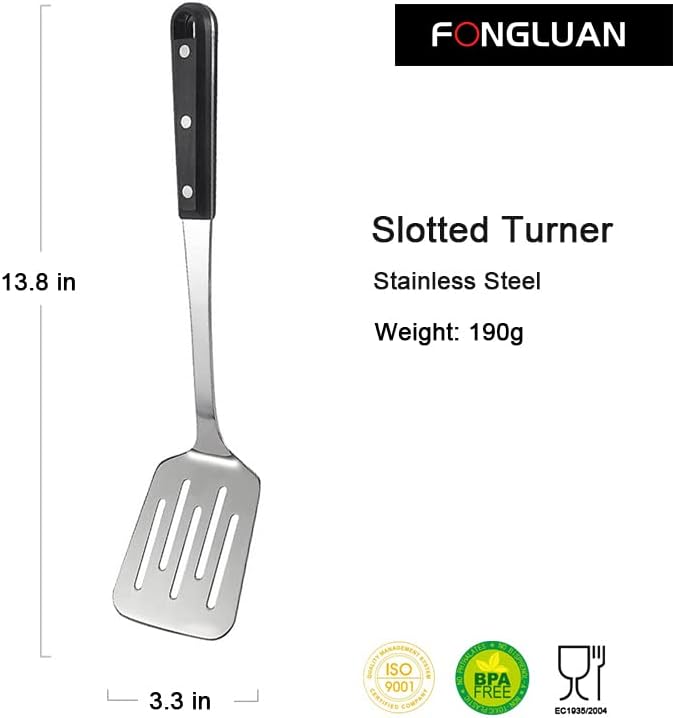 Stainless Steel Cooking Slotted Turner/Spatula Heat-Resistant POM Handles Heavy Duty Metal Kitchen Spatulas For Cooking & Serving