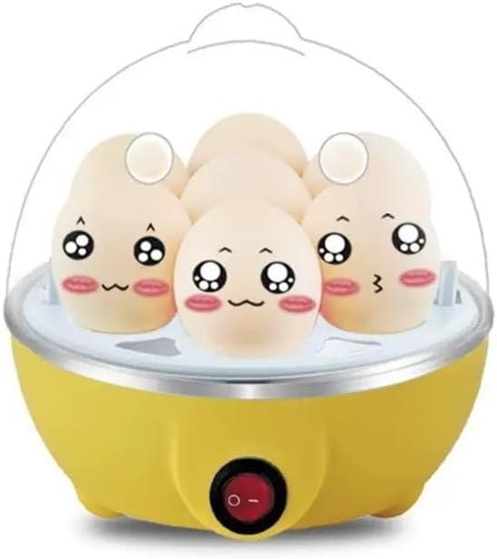 Egg Cooker, 110V Electric Hard Boiled Egg Cooker with Anti-Dry Burning, Kitchen Egg Steaming Breakfast Machine, Household Rapid Egg Cooker with Automatic Power-Off for 6 Eggs,Yellow