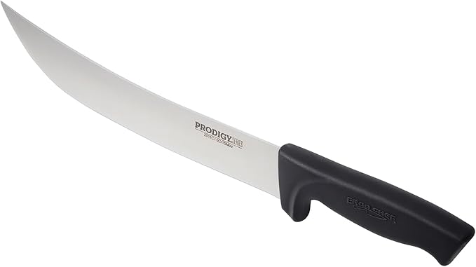 Ergo Chef Prodigy Series 10-Inch Cimeter Breaking Knife - High Carbon Stainless Steel Curved Blade Butcher Meat Knife, Ergonomic Non-Slip Handle, Black