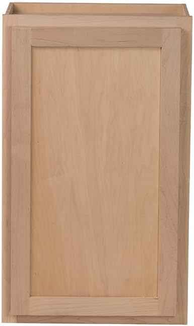 Quicklock RTA (Ready-to-Assemble) 42" Tall Wall Kitchen Cabinets - Shaker Style | 100% Hardwood | Made in America | Soft Close Hardware (Raw Maple, 12" D x 24" W x 42" H)