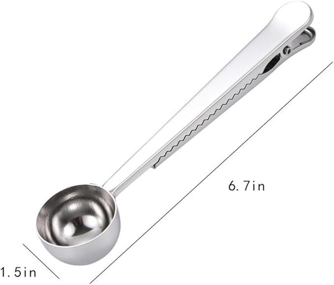 Coffee Scoop, Stainless Steel Silver Multi Function Measuring Spoon, Great Measuring Coffee, Tea, Protein Powder, Instant Drinks, Perfect Coffee Spoon Bag Clip