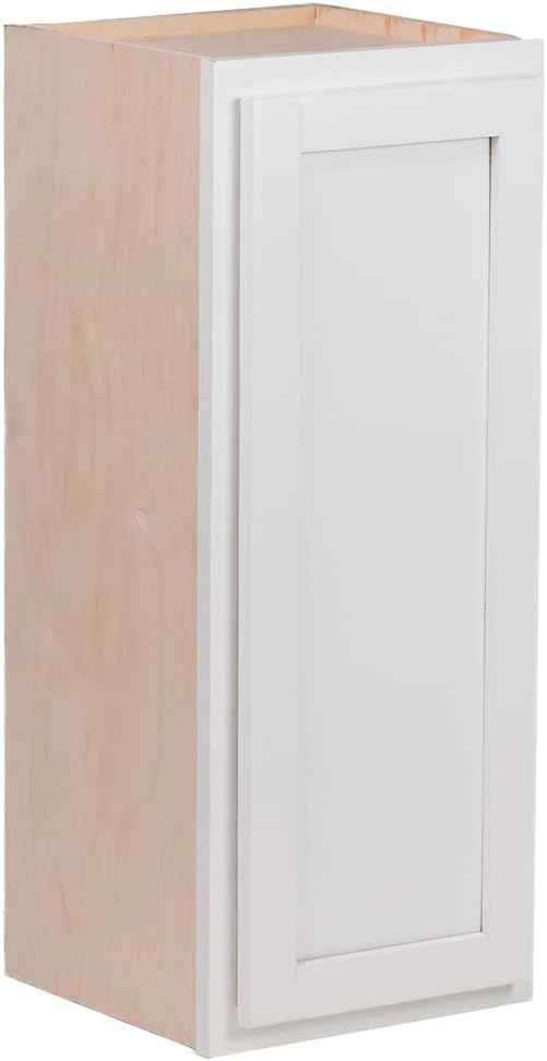 Quicklock RTA (Ready-to-Assemble) 42" Tall Wall Kitchen Cabinets - Shaker Style | 100% Hardwood | Made in America | Soft Close Hardware (Pure White, 12" D x 9" W x 42" H)