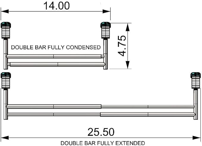 Bathroom Towel Bar Extender, The Magic Bar, Doubles Your Towel Space Fits Almost Any Towel Bar or Shower Walls, Faster Drying, No Tools Required, Expands from 14.5 to 25.5 Inches, Chrome (Double)
