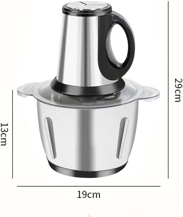 Sakerplus Multifunctional Large Capacity Meat Grinder, 250W Electric Food Processor with 3 Speeds, 2L Stainless Steel Bowl & 4 Sharp Blades for Meat, Vegetables, Nuts (2L-glass)