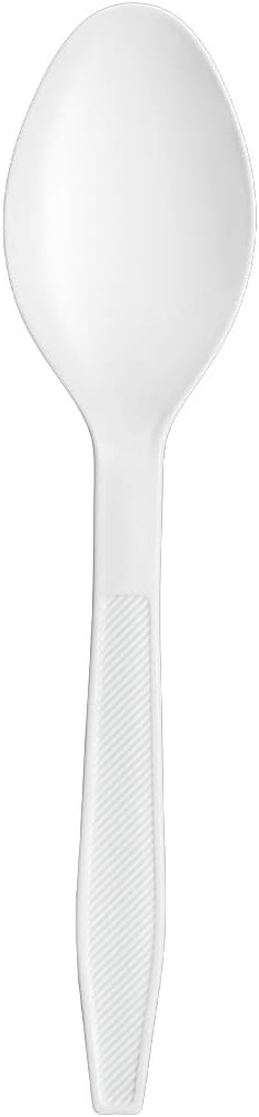 Comfy Package [500 Count] Heavy Duty White Plastic Tea Spoons, Extra Heavyweight Disposable Tea Spoons Perfect for Restaurants, Parties, and Dinner