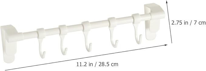 BESTonZON Kitchen Utensil Hooks 5pcs White No-Drill Adhesive Cabinet Hooks Multi-Functional Hanging Rack for Kitchen Storage and Sundries Organization