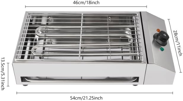 1800W Countertop Electric BBQ Grill Commercial and Home use Stainless Steel Barbecue Griddle Smokeless Portable Cooking Oven for Indoor Outdoor Picnic 122° F to 572°F for Burgers, Fish, Steak