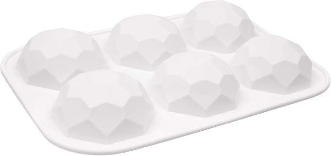 2 Pcs Diamond Ball Cake Silicone Molds, 3D Geometric Half Ball Mousse Cake Baking Molds, Silicone Pastry Chocolate Molds for Cake Decoration French Dessert Truffle Jelly Pudding (6-Cavity)
