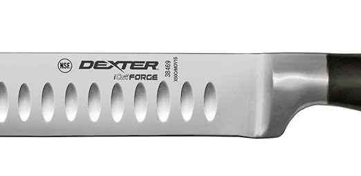 Dexter-Russell 38469, iCut-FORGE® 10" Duo-Edge Slicer, Forged Stainless Steel Blade, Precision Chef’s Slicer for Roasts and Hams, Comfortable Black POM Handle, Commercial-Grade, NSF Certified