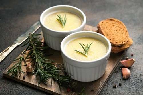 Nuwave Ceramic Ramekins 8 oz, Set of 6, Elegant Classic Style for Baking Souffles, Creme Brulées, Custards, Puddings, 4.3” Wide & 2” Tall, Microwave, Oven & Dishwasher-Safe, Ivory White (6)
