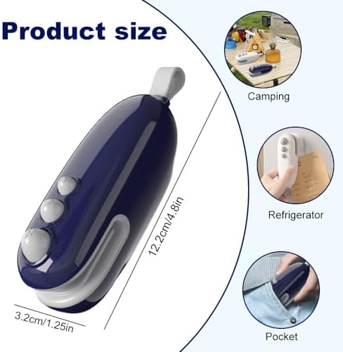 2-in-1 Mini Bag Sealer with Cutter & Magnet, Rechargeable Handheld Snack Sealing Machine for Food Storage, Portable Resealer for Chips & Snacks (White - 2pcs)