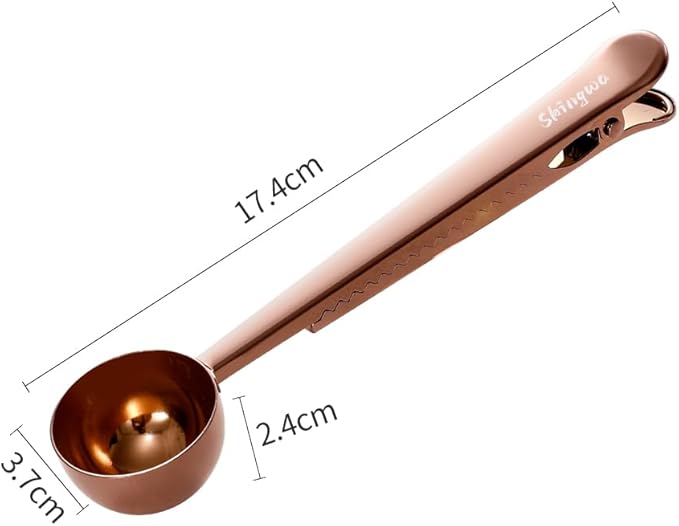 Rose Gold Coffee Scoop with Bag Clip, Multi-Function Milk Powder Measuring Spoon, 20ml