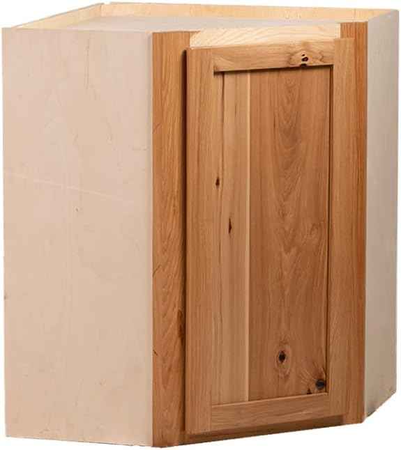 Quicklock RTA (Ready-to-Assemble) 42" Tall Wall Kitchen Cabinets - Shaker Style | 100% Hardwood | Made in America | Soft Close Hardware (Rustic Hickory, 12" D x 24" W x 42" H Corner)