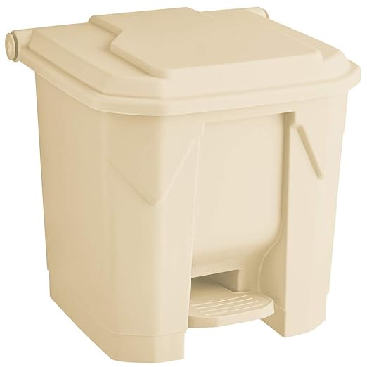 PRO&Family 32 Qt. / 8 Gallon Beige Rectangular Step-On Trash Can. Trash Bin Waste Basket Garbage Bin Recycle Bin Kitchen Garbage Can with Lid Recycle Bin