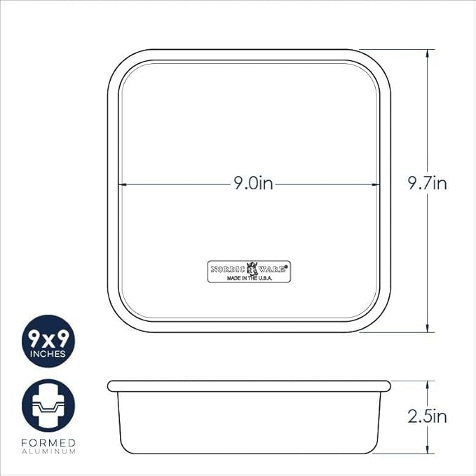 Nordic Ware Natural Aluminum Commercial Square Cake Pan, 9 x 9