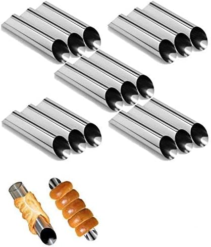 EUICAE Cannoli Tubes, 5 inch Large Stainless Steel Cannoli Forms Non-stick cream horn Danish Pastry Molds for Croissant Shell Cream Roll Pack of 15