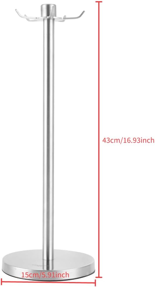 Stainless Steel Kitchen Utensil Holder, 360 Degree Rotating Utensil Rack with 5 Hooks, Kitchenware Storage Rack, Countertop Spatula Spoon Soup Ladle Holder
