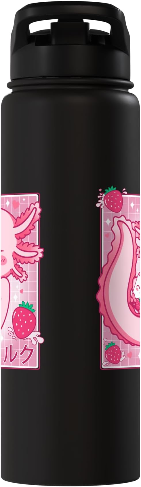 Kawaii Axolotl Strawberry Milk Shake Carton Japanese Anime Stainless Steel Insulated Water Bottle
