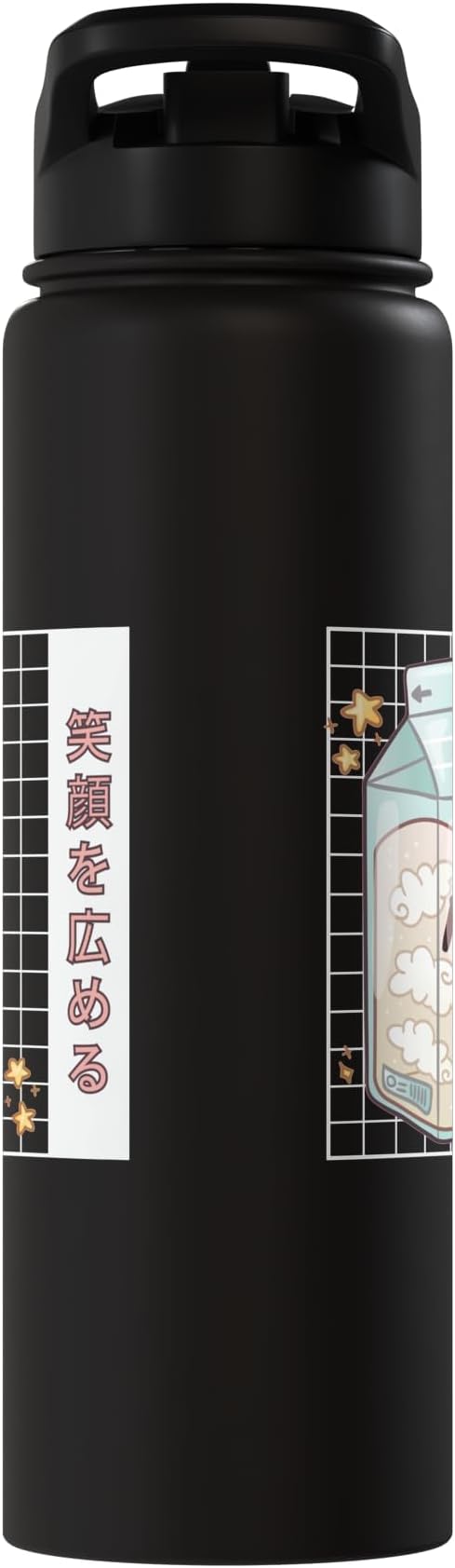 Japanese Kawaii Strawberry Milk Carton Vaporwave Grid Stainless Steel Insulated Water Bottle