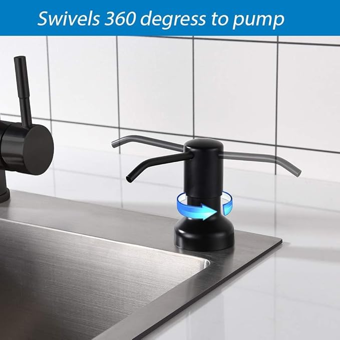 Built in Soap Dispenser for Kitchen Sink, Kitchen Soap Dispenser Stainless Steel Pump Set for Dish Soap or Lotion with 47" Extension Tube and 500ml Bottle (Black Matte)