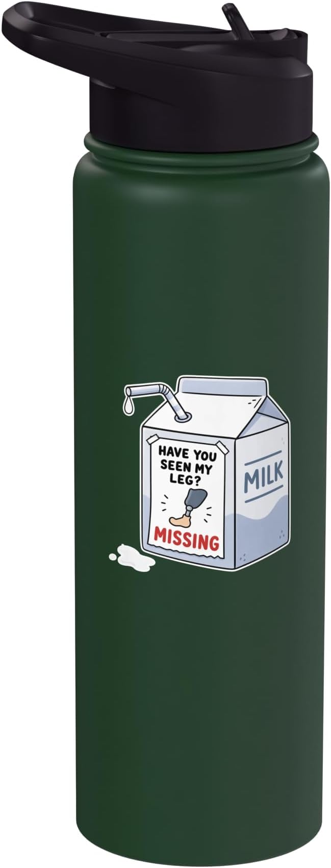 Amputee Leg Amputation Milk Carton Have You Seen My Legs Stainless Steel Insulated Water Bottle