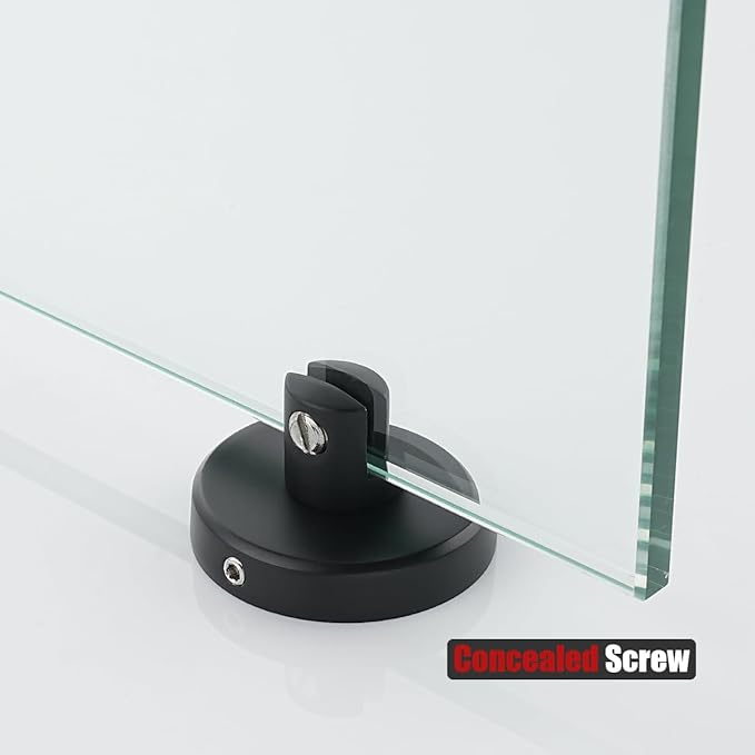 JQK Bathroom Glass Shelf Black, Tempered Glass Shower Storage 8 by 5 inches, 304 Stainless Steel Matte Black Wall Mount 2 Pack, TGS101L8-PB-P2