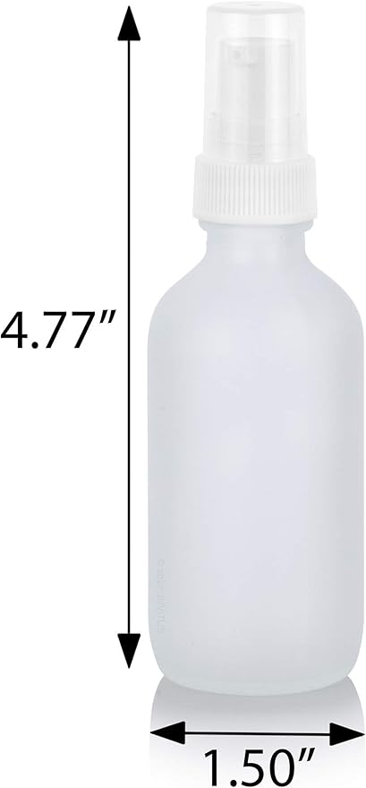 JUVITUS 2 oz Frosted Clear Glass Boston Round White Treatment Pump Bottle + Funnel (24 pack)