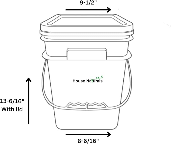 House Naturals 4 Gallon Square Food Grade Bucket Pail with Plastic Handles and Lid (Pack of 3) Made in USA containers (Yellow/Purple/Dark Green)