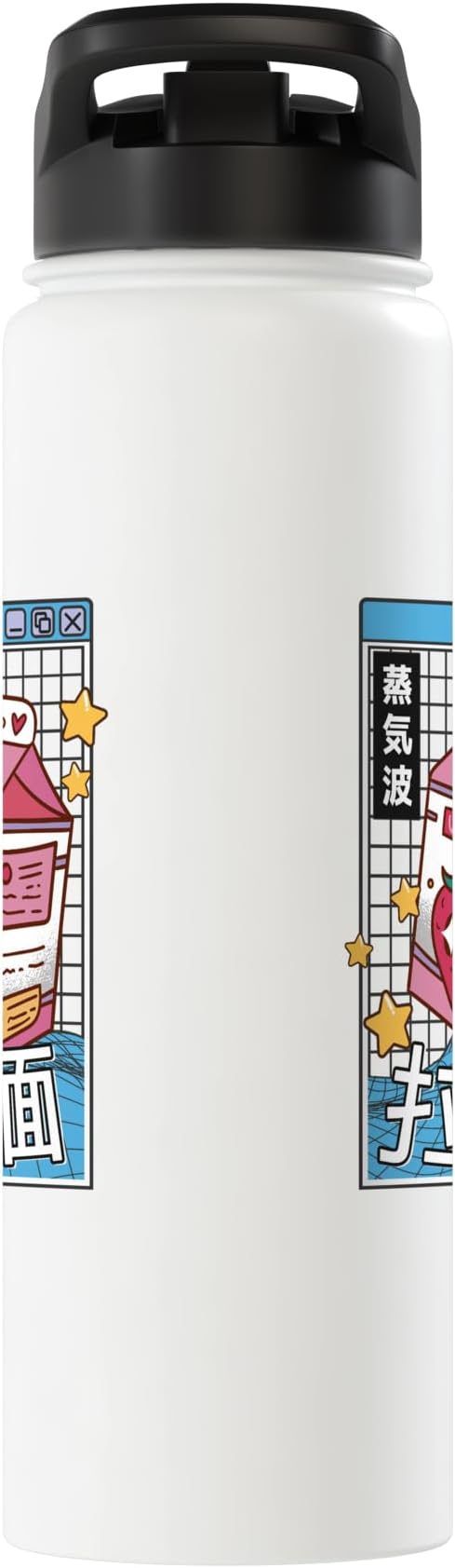 Strawberry Milk Carton Kawaii Grid Vaporwave Aesthetic Anime Stainless Steel Insulated Water Bottle