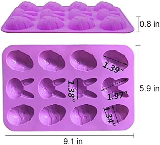 12 Cavities Chocolate Candy Molds -Silicone Easter Egg Fondant Mold for Cake Decorate Easter Day Party Supplies Set of 3