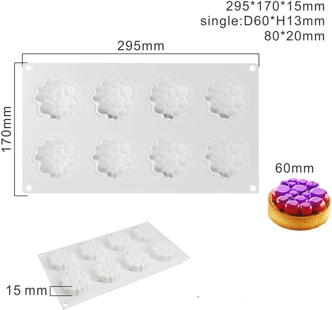 Silicone Mold for Baking Cakes,Soap Molds,Flower Shape Silicone Molds for Homemade French Dessert Mold for Pastry Chocolate,Jelly Chocolate Mold ＆ Ice Cube Tray (D_ Round Clouds Shape)
