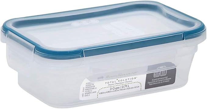 Snapware Plastic Total Solutions (5-Pack, 3 Cup) Food Storage Containers Set, Airtight & Leakproof Plastic Locking BPA-Free Lids Tupperware, Freezer Dishwasher Microwave Safe