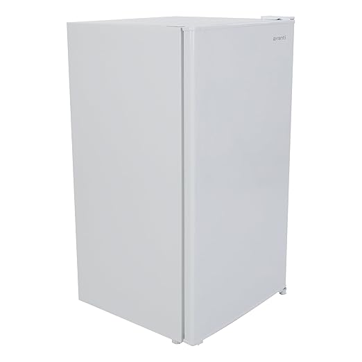 Avanti Mini Fridge Compact Refrigerator for Home Office or Dorm with Reversible Recessed Door, Adjustable Door Bins and Glass Shelves with Adjustable Temperature Control, 3.2-Cu.Ft., White
