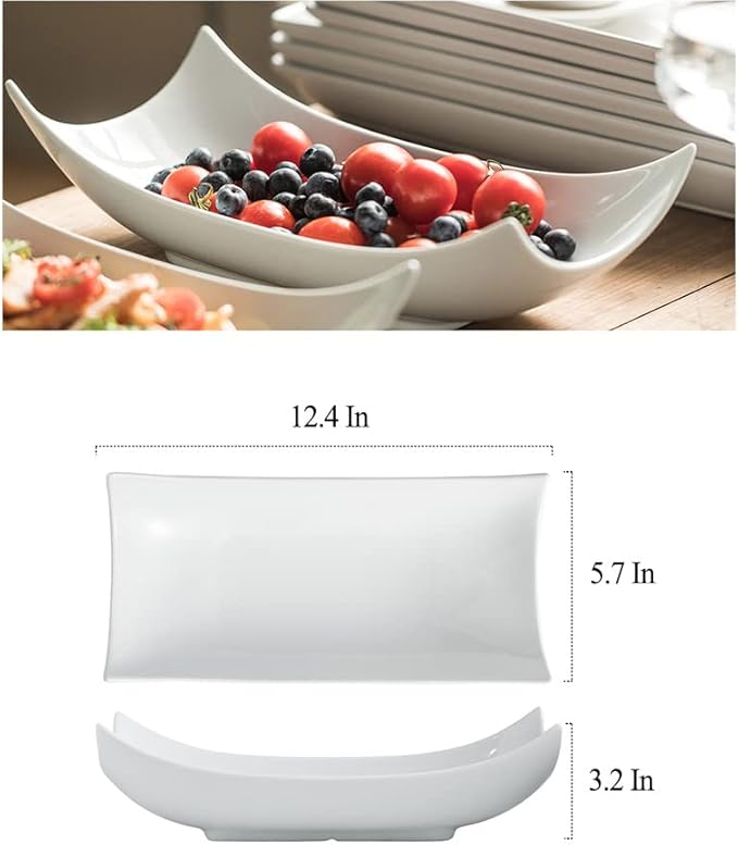 Gomakren Serving Platters Serving Bowls Set Turkey Serving Platter Porcelain Serving Dishes For Entertaining Special Curved Deep Large Valentine Thanksgiving Dishes Gifts Set of 3 White 12 Inch