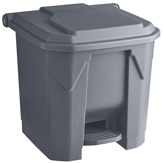 PRO&Family 32 Qt. / 8 Gallon Gray Rectangular Step-On Trash Can. Trash Bin Waste Basket Garbage Bin Recycle Bin Kitchen Garbage Can with Lid Recycle Bin