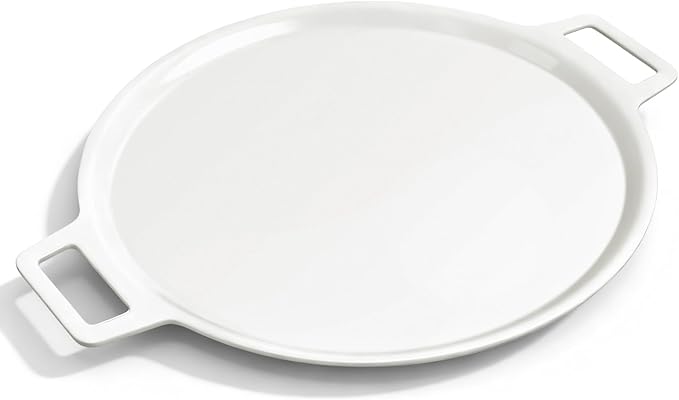 16" 3-Layer Hybrid Pizza Steel for Fast & Even Heating, Ceramic Nonstick Smooth Pizza Pan, Oven Baking Steel for Pizzas Up to 14", 304 Stainless Steel + Aluminum Core + 403 Stainless Steel, Non-etched