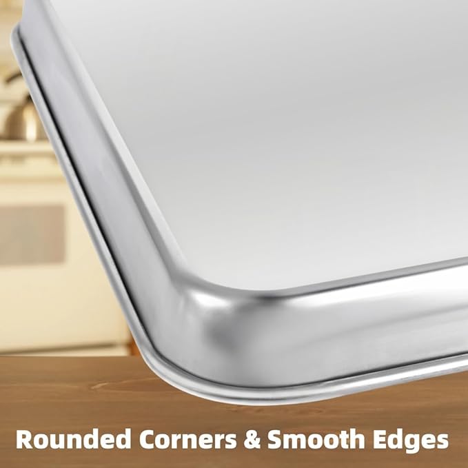 Stainless Steel Baking Sheet Set of 2, Cookie Sheet Baking Sheet Pan (17.5'' x 13'' x 1.1”, 2 Pack)
