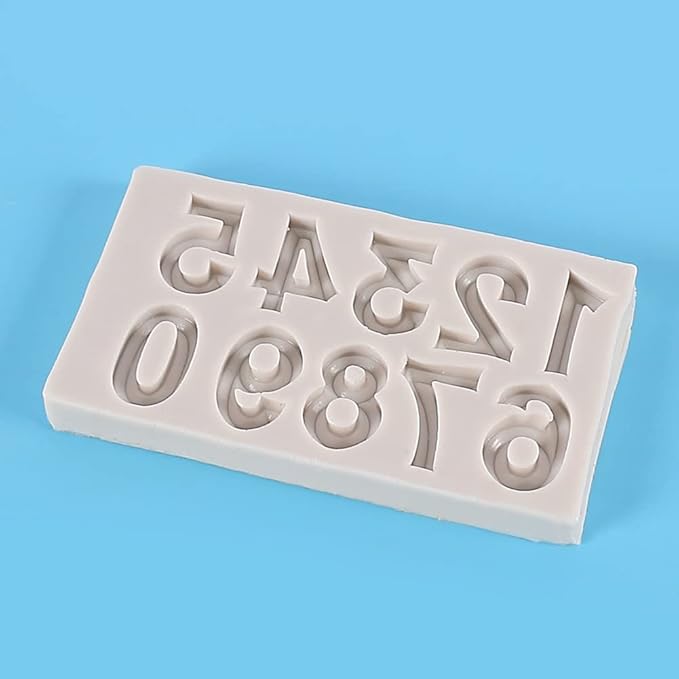 Gray Silicone Fondant Molds 3D Number 0-9 Fondant Chocolate Baking Molds For Cake Decorating Cupcake Topper Candy Chocolate Gum Paste Polymer Clay Fondant and Gum Paste Molds Pastry and Baking