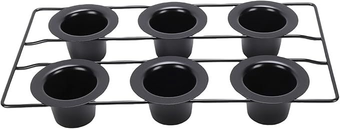 GOWENIC 6-Cup Popover Pan, Carbon Steel Deep Non Stick Bakeware Popover Pan for Baking Pudding Muffins Popovers, Easy to