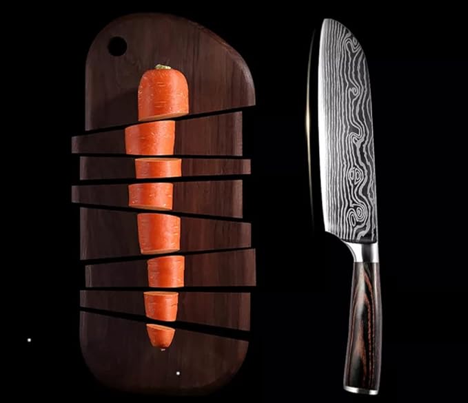 Epicurean Cook Majesty Series 8-Piece Premium Japanese Kitchen Knife Set - Ultra Sharp Laser Damascus Pattern - Professional Chef Hibachi Knives - Juego de Cuchillos para Cocina Profesional