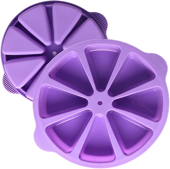 SHEbaking Scone Pan Silicone Triangle Cake Mold for Baking Nonstick Cornbread Pan 8 Cavity Pie Silicone Mold Perfect for Brownies, Muffin, Cupcake, Soap, polenta, or biscuits (Light Purple)