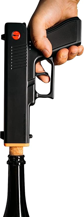 Electric Gun Wine Corkscrew Bottle Opener - Rechargeable Holster Base Cordless Battery - Automatically Open Wines Multifunctional Electronic Cork Puller - Guns Enthusiasts Gift & Vino Lovers (Black)