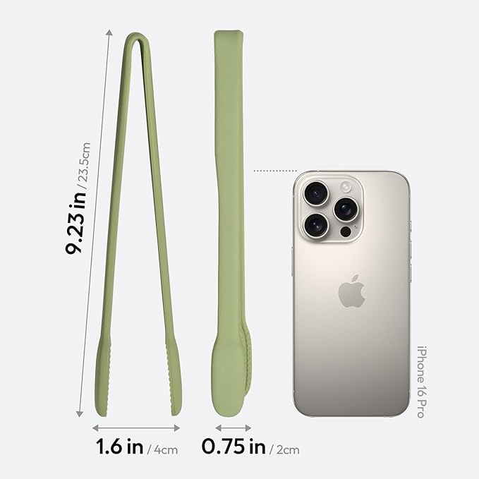 carrotez Silicone Cooking Kitchen Tongs, Anti-Slip,Non-Scratch Serving Tongs 9.25 Inches - Sage Green