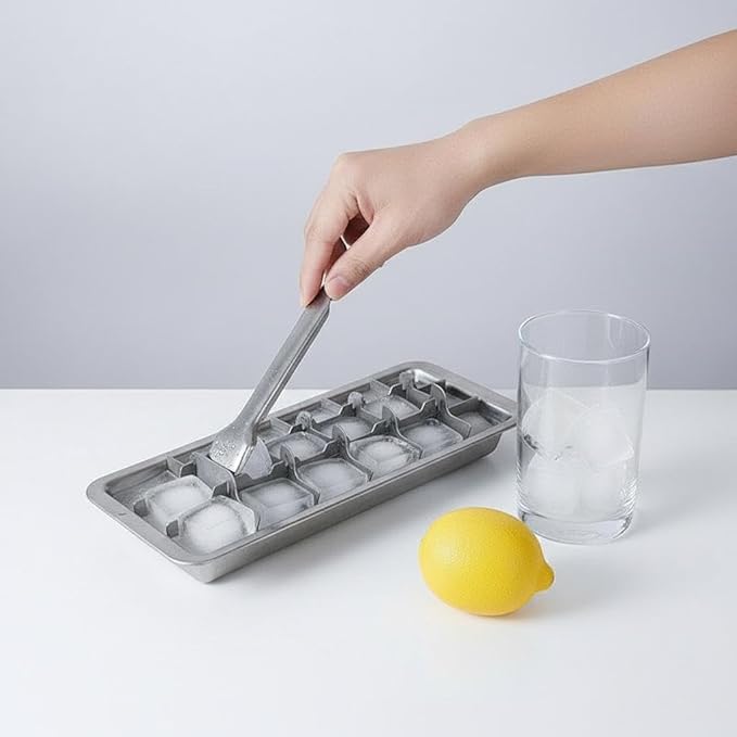 Stainless Steel Ice Cube Trays with Easy Release Handle – 18-Cube Metal Tray, Dishwasher Safe | HYICE®
