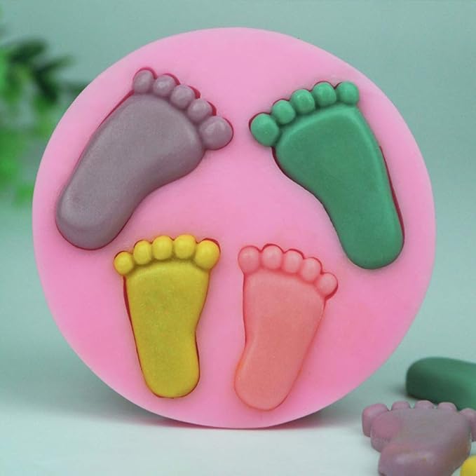 OBTANIM Silicone 3D Baby Foot Fondant Mold Baby Shower Cake Topper Decoration DIY Baking Mould for Sugarcraft Cake Chocolate and Crafting
