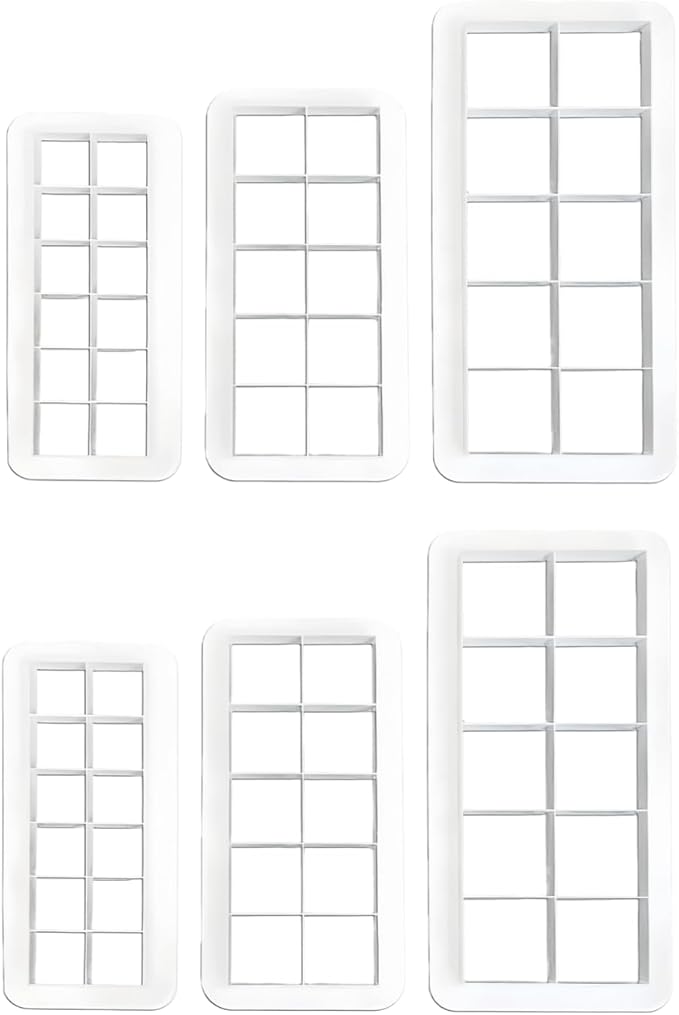 6Pcs White Square Cookie Cutter Set, Geometric Multicutter Cake Fondant Cutter,3 Size Square Biscuit Cutters Cake Decorating Use Safety Easy to Store,Cookie Cutters Baking Tools and Accessories