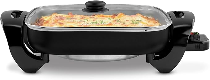 Continental Electric 12" Skillet Adjustable Temperature, Ceramic Non-Stick Surface (PFAS Free) Glass Lid CE-SK749