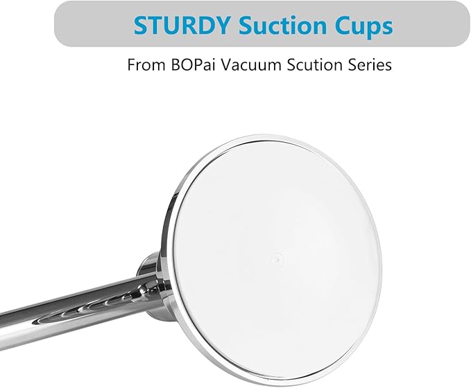 BOPai Extendable Suction Cup Towel Bar 17-28.5", Removeable Shower Door Mat Rod, Chrome