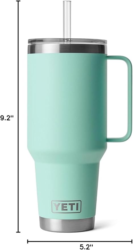 YETI Rambler 42 oz Tumbler with Handle and Straw Lid, Travel Mug Water Tumbler, Vacuum Insulated Cup with Handle, Stainless Steel, Seafoam
